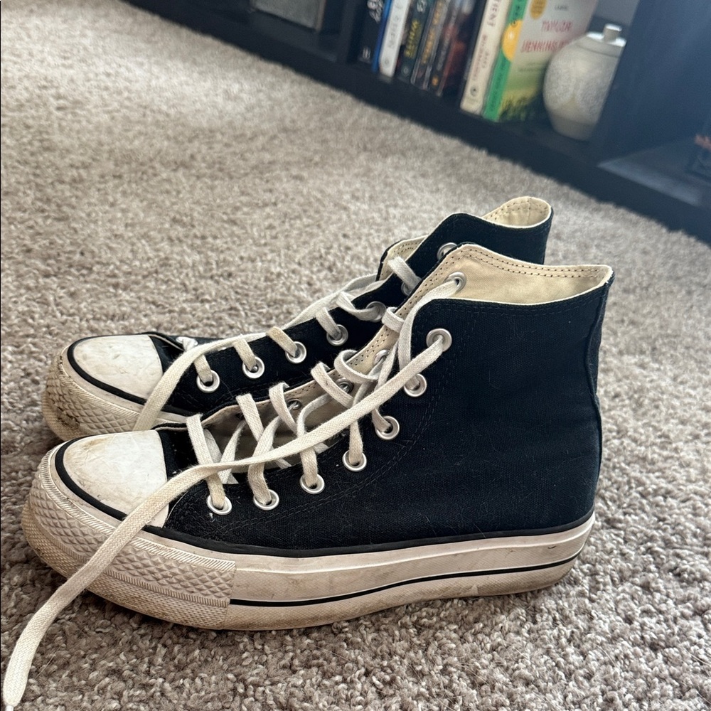 Converse Black and White Platform High-Top Sneakers